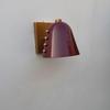 Mid-Century Modern Brass Wall Sconce Wine Red Cone Shade With Rivet Lighting