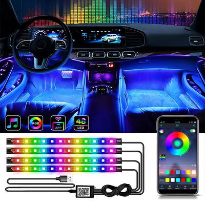 Neon 48 72 LED Car Interior Ambient Foot Light with USB Wireless Remote Music App Control Auto RGB Atmosphere Decorative