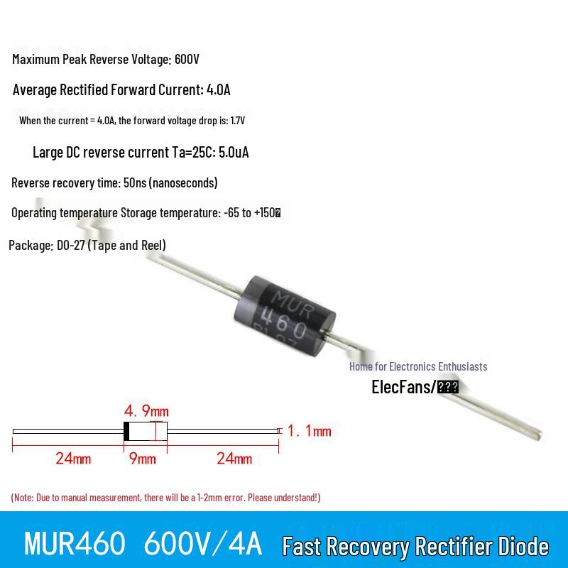 Plug-in Diode Switch/Rectifiers 1N4007, 5408, 1N5819, 1N4148, 5822, 6A10, 10A10