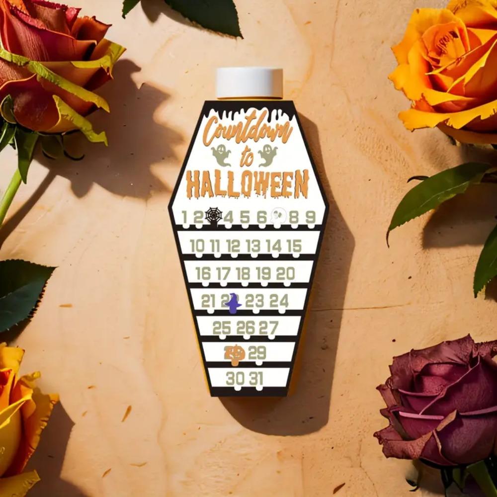 Rectangle Halloween Countdown Calendar Wooden Wooden  Calendar Ornaments  Haunted House