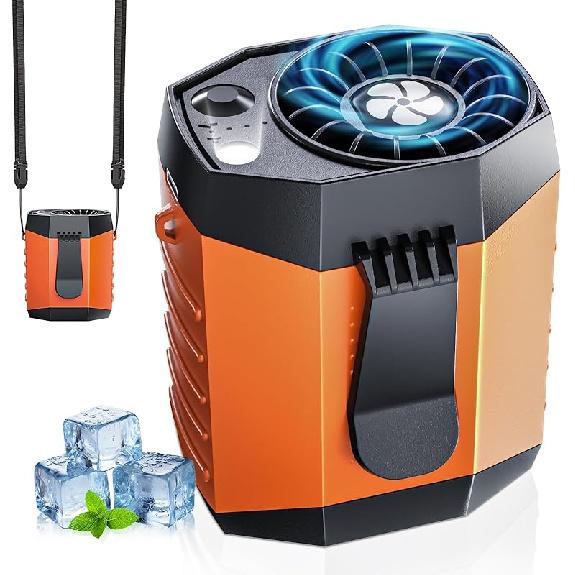 2025 Smart Portable Rechargeable Fan with LED Light & 25H Runtime, 4-Speed 9200RPM Turbo Cooling Personal Waist Fan, Wearable Neck & Belt Clip for