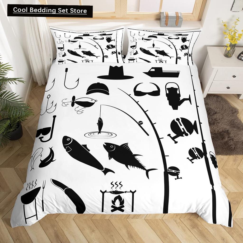 Camping Äventyr Kung Drottning Påslakan Utrustning Yxa Stock Sängkläder Set Lägereld Spade Täcköverdrag Polyester Täckeöverdrag