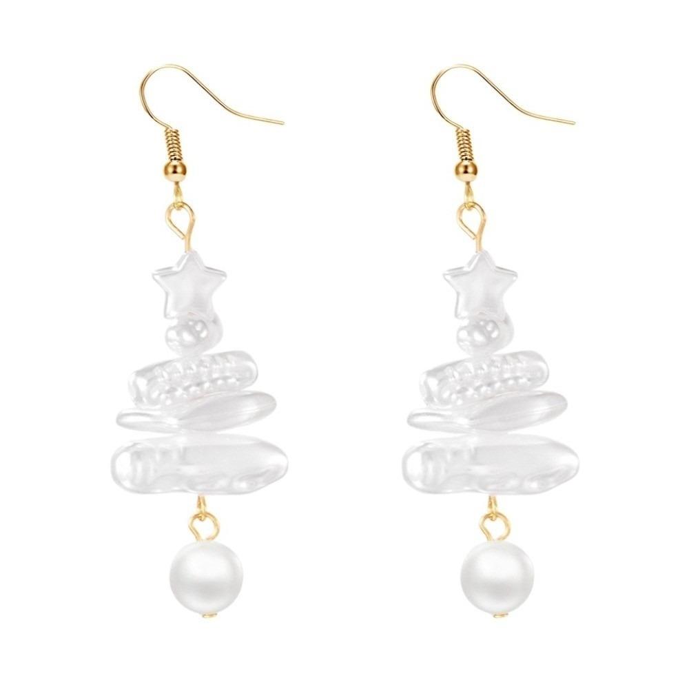 Crystal Christmas Tree Earrings Colorful Rhinestone Imitation Pearl Earrings Christmas