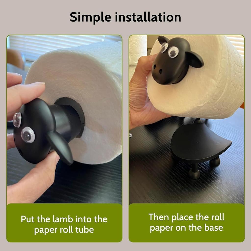 Sheep Toilet Roll Holder - Funny Toilet Paper Holder Free Standing Bathroom Set - 3D Printed Black Sheep Loo Roll Holder - Hilarious Tissue Paper
