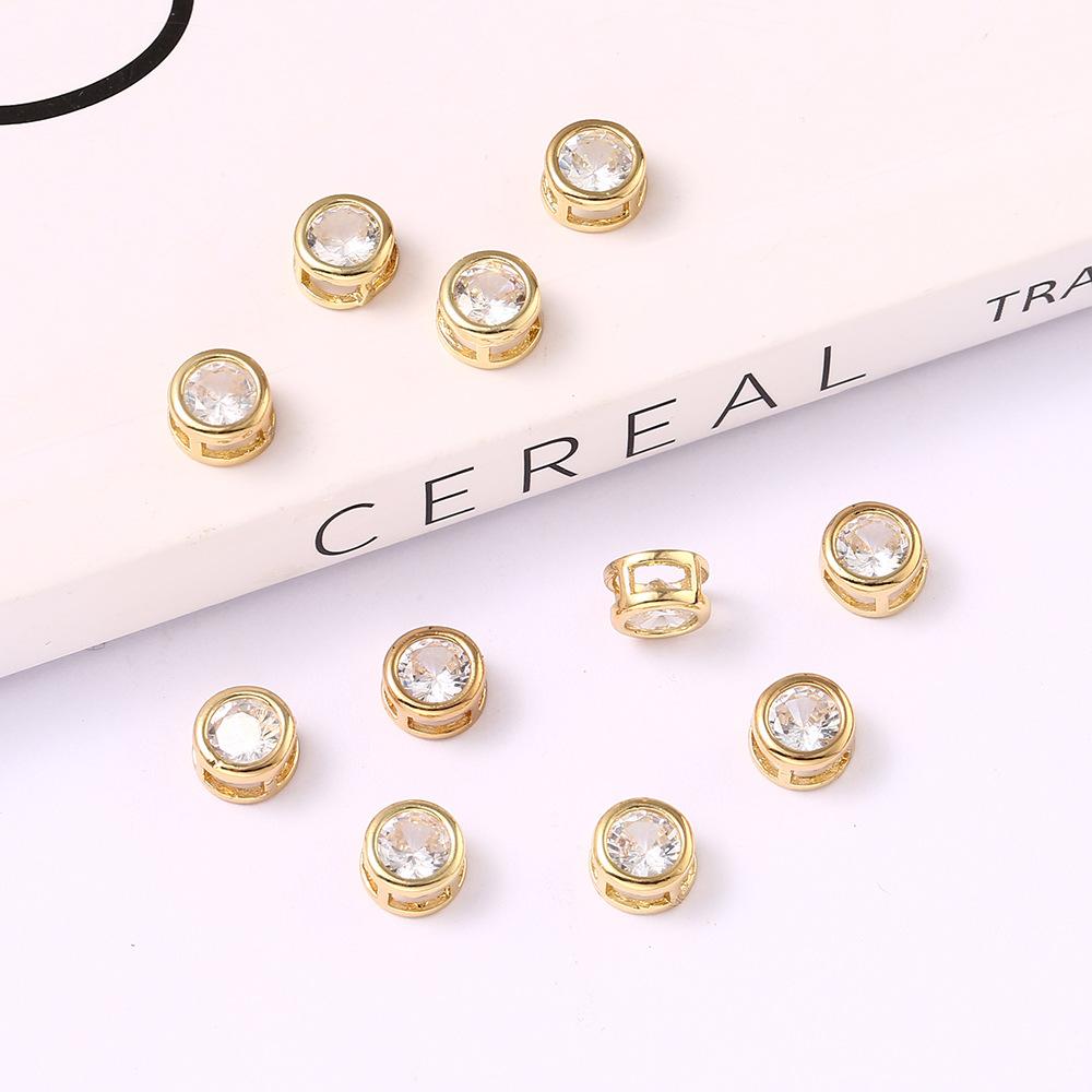Gold Edged Zircon Love Water Drop Jewelry Accessories Diy Bracelet Necklace Accessories, Removable Hole Shoe Buckle