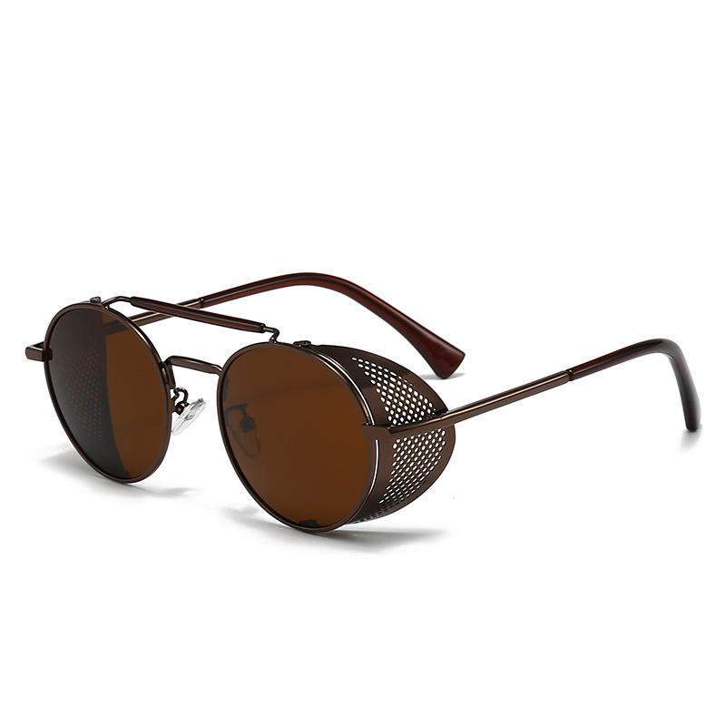

Trendy European & American Steampunk Retro Round Metal Sunglasses, UV400 Protection.