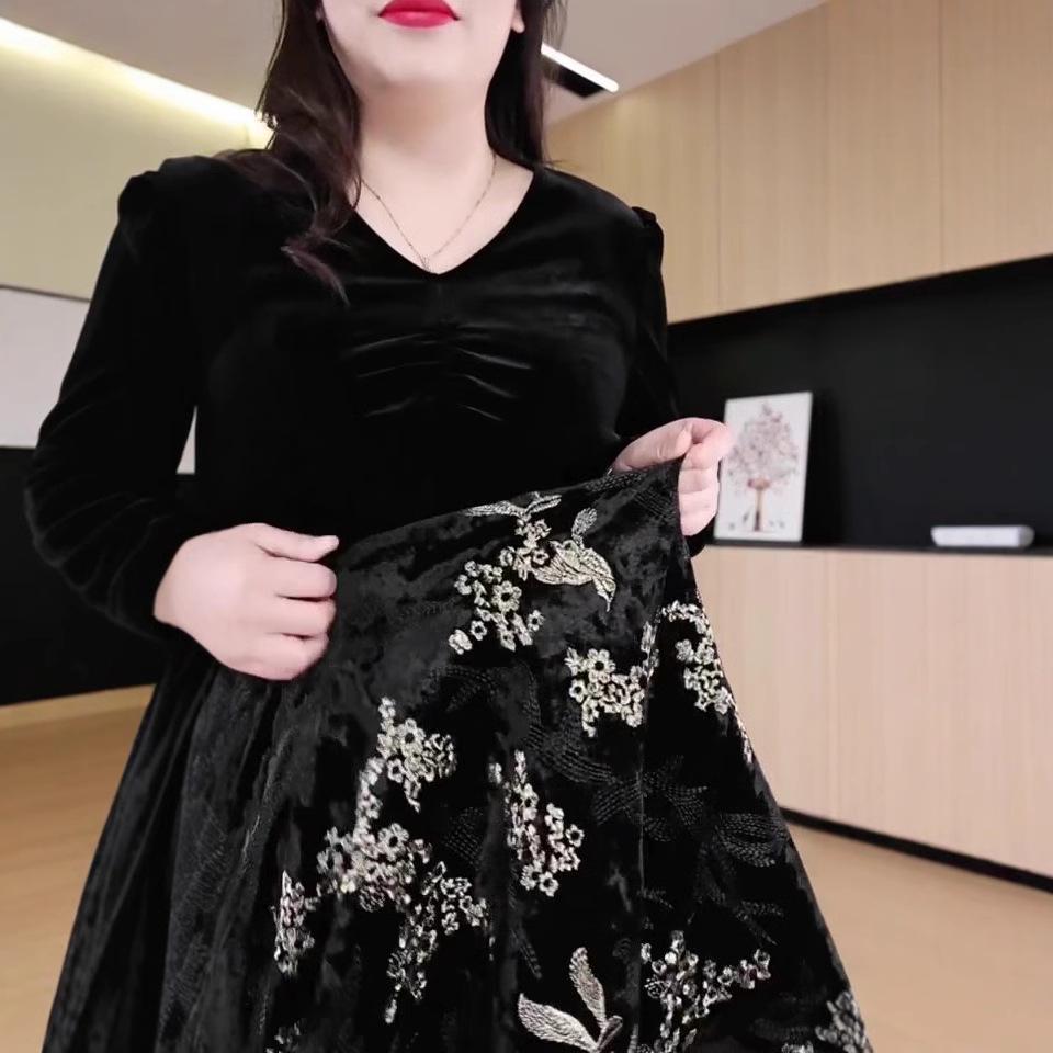 Spring Luxury Velvet Print Slimming Plus Size Women's Casual Fashion Top