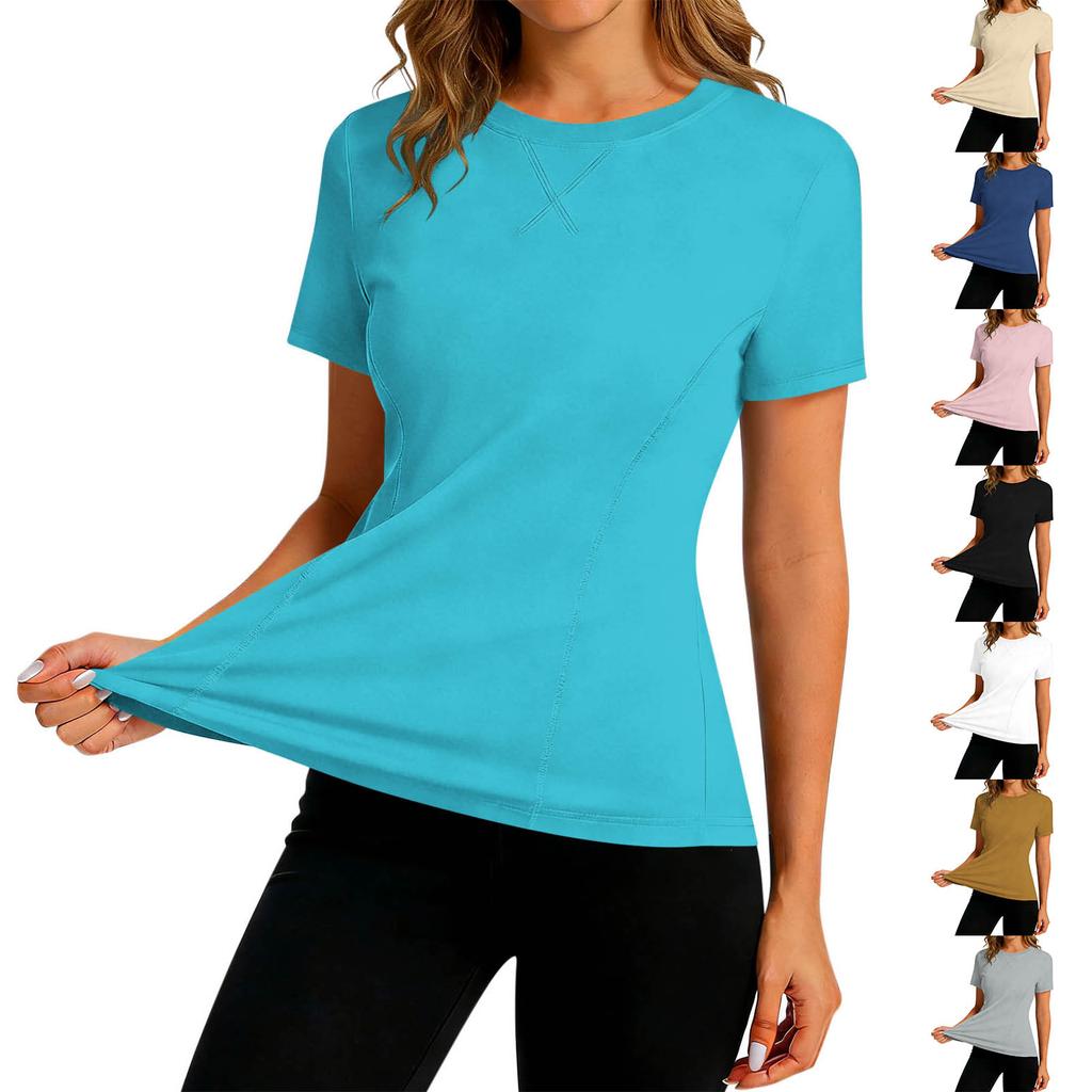 Womens Short Sleeve Athletic Top Moisture Wicking Quick Dry Performance T Shirt Lightweight Stretchy Gym Tee Workout Shirt