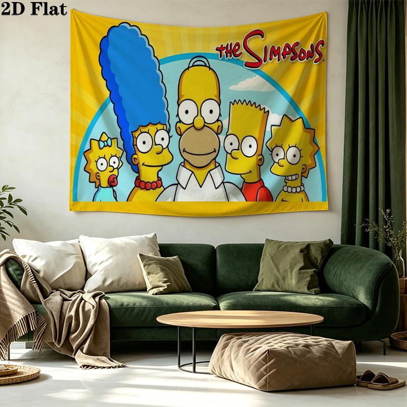 The Simpsons Wall Tapestry Aesthetic Wall Hanging Printed Fabric Blanket Decorative Tapestries for Bedroom Living Room Home Decor