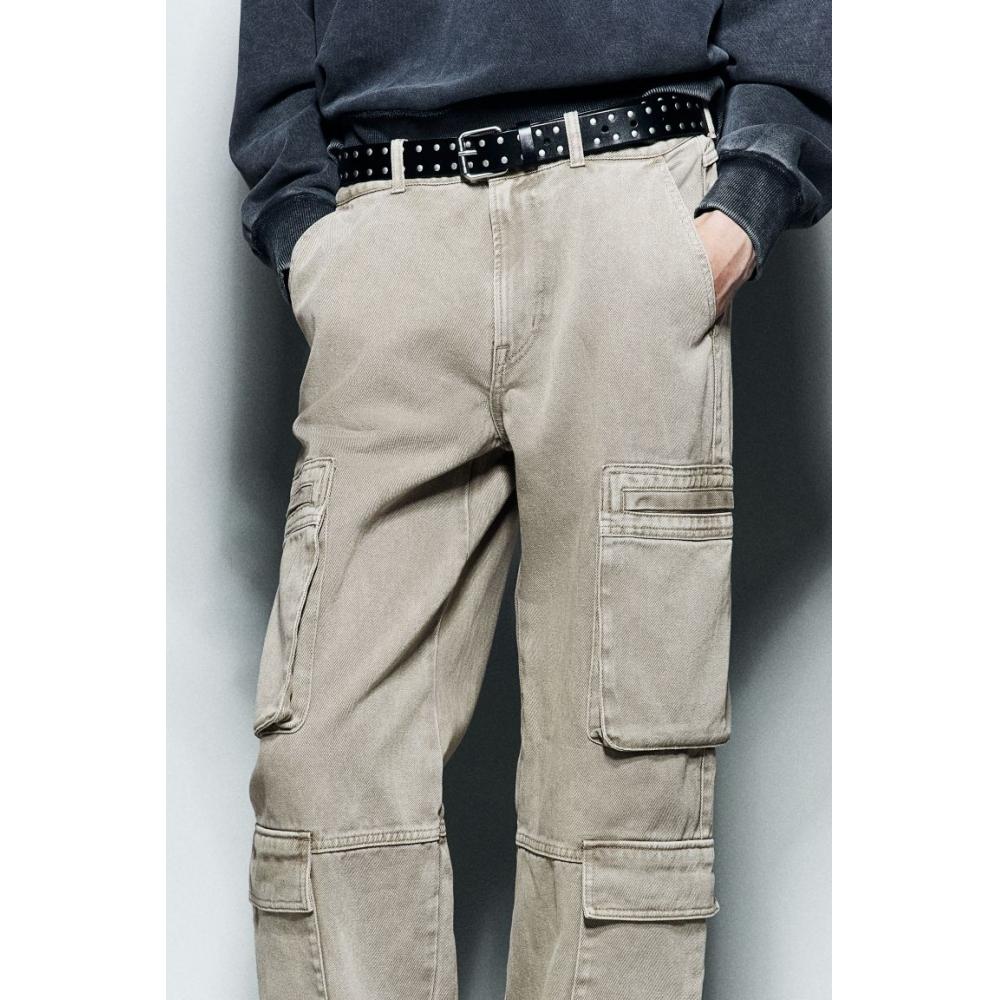 H M Loose Cargo Jeans Dusty Green