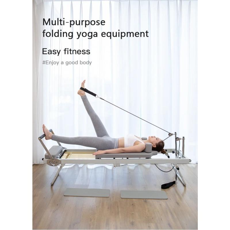 Pilates Reformer Core Bed - Foldable Metal Frame Machine for Yoga Exercise & Home Core Training