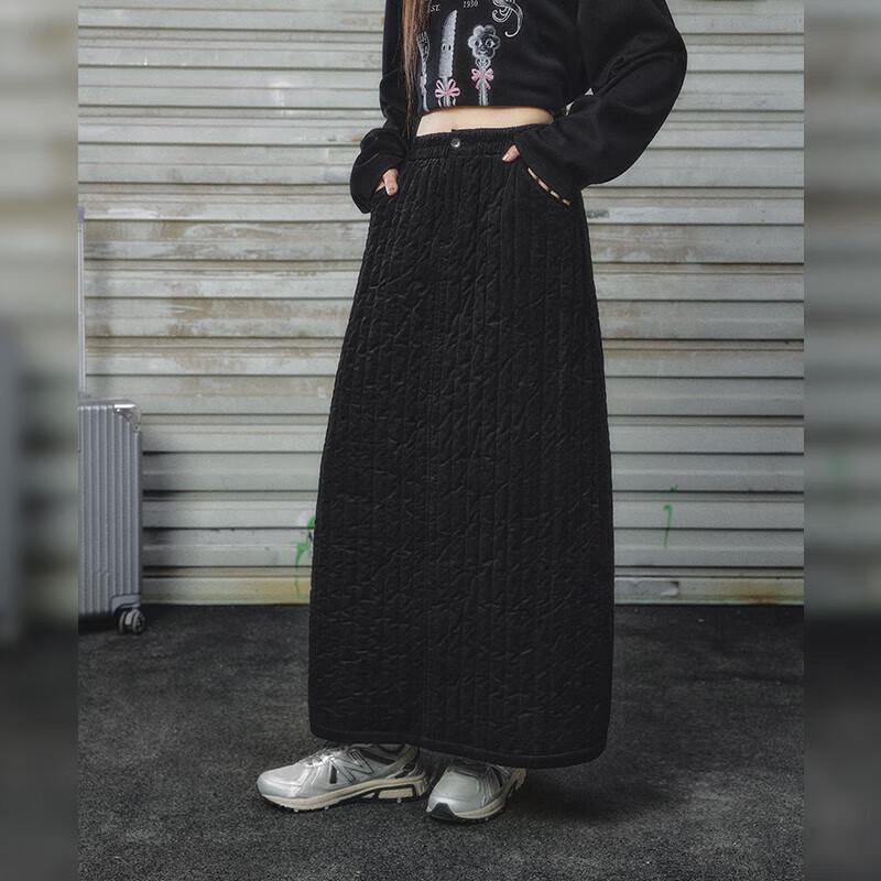 UNIFREE Women s Warm Textured A-Line Long Skirt S