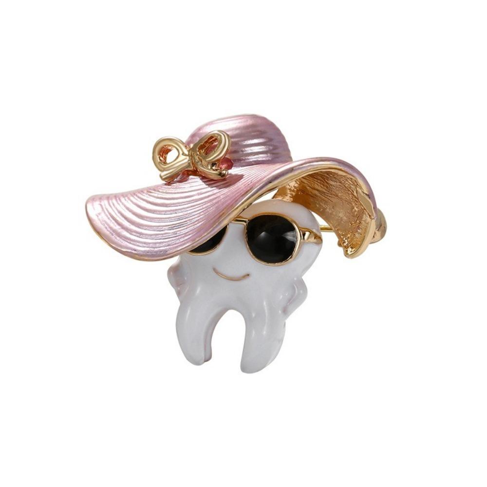 Cartoon Cool Tooth Brooch Zinc Zinc Zinc Alloy Hat Teeth Brooch Fashion Clothing Corsage Banquet Party