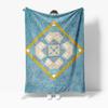 Vintage Wash Textured Throw Blanket Aqua Blue Geometric Pattern Soft Fleece Blanket Sofa Bed Living Room Decor
