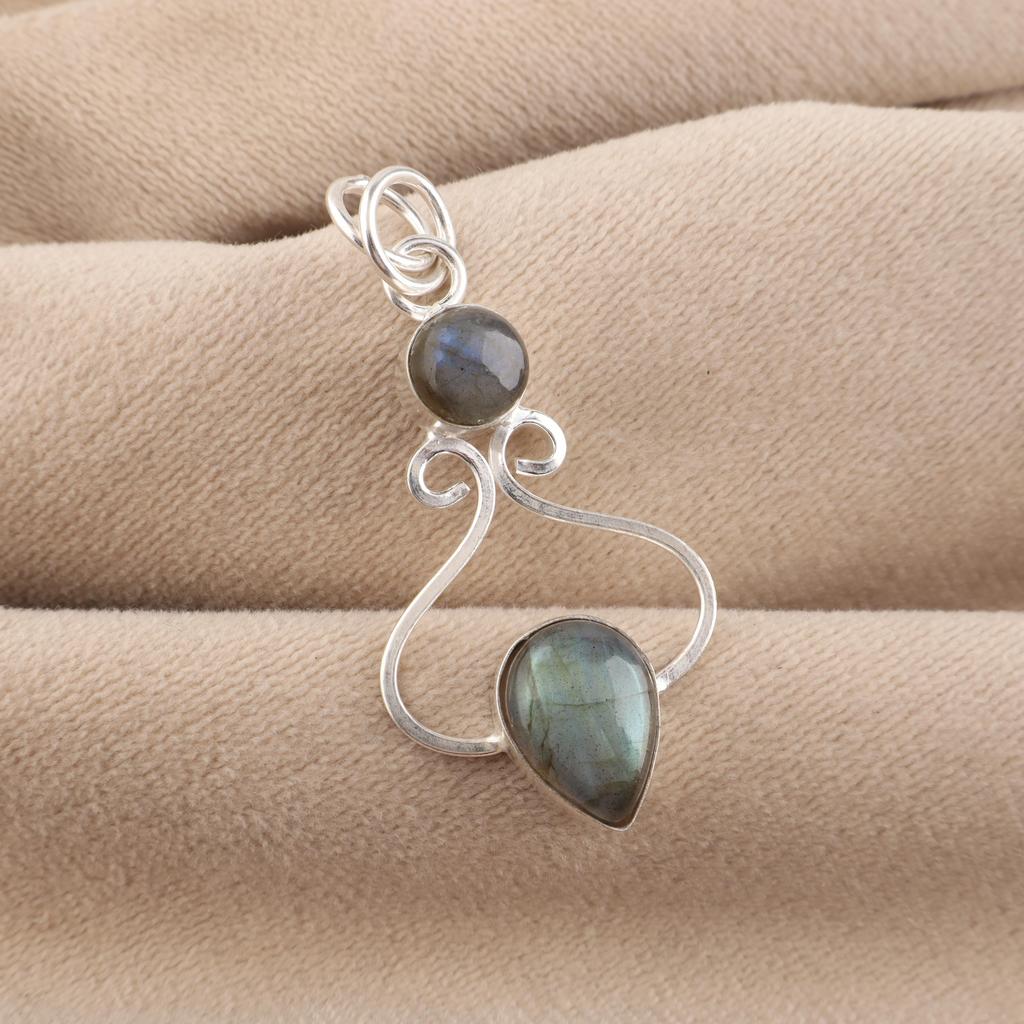 Labradorite Gemstone 925 Sterling Silver Designer Pretty Pendant 1.60" For Mother PP-13-34