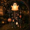 Whimsical Bat And Black Cat Decor Halloween Acrylic Wind Chime Pendant, Crystal Suncatcher Hanging Ornaments, Decorative Luminous Pumpkin Porch