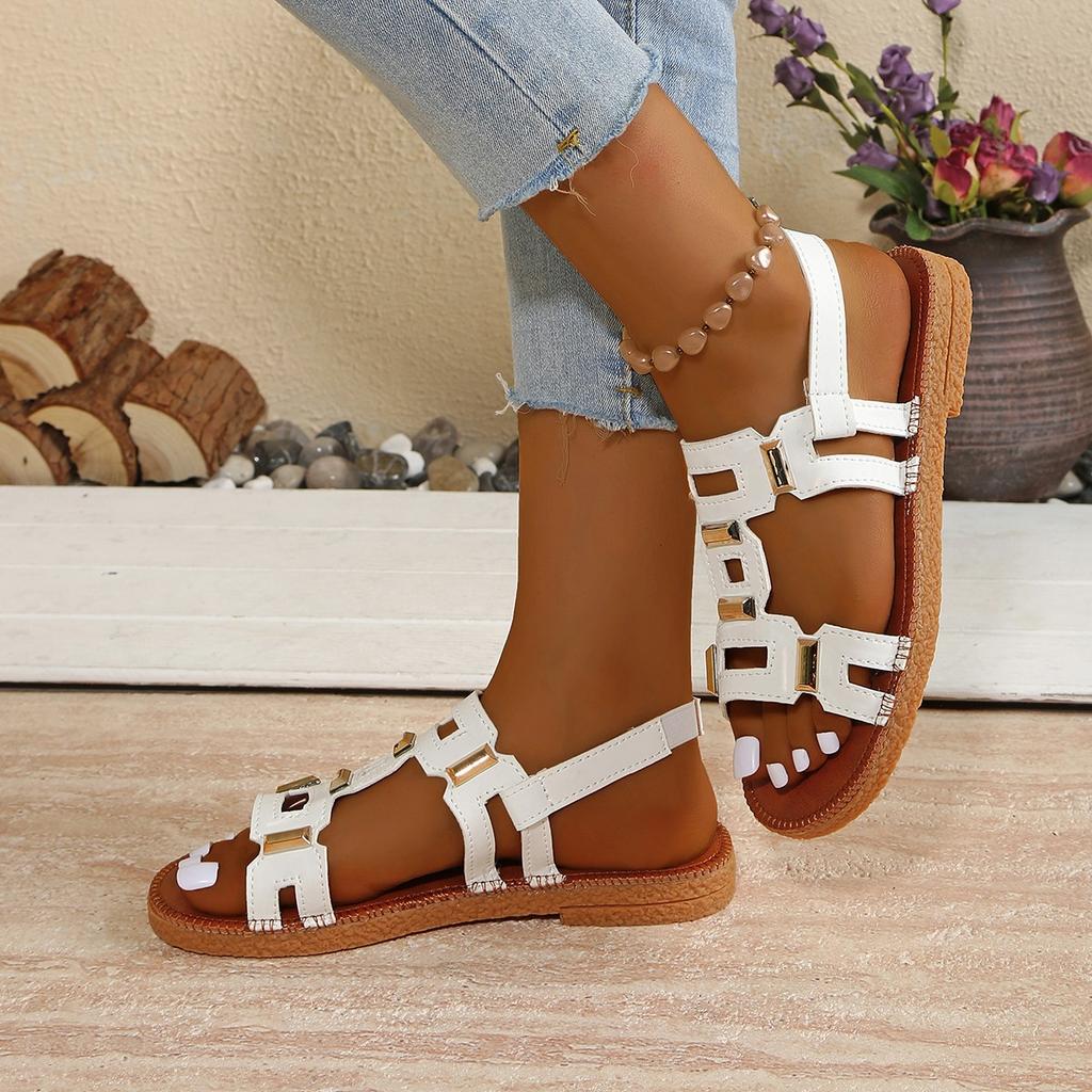 Summer Fashion Women 2026 Round Toe Comfortable Non-slip Plus Size Shoes for Women 36-43 Flats Women Sandals