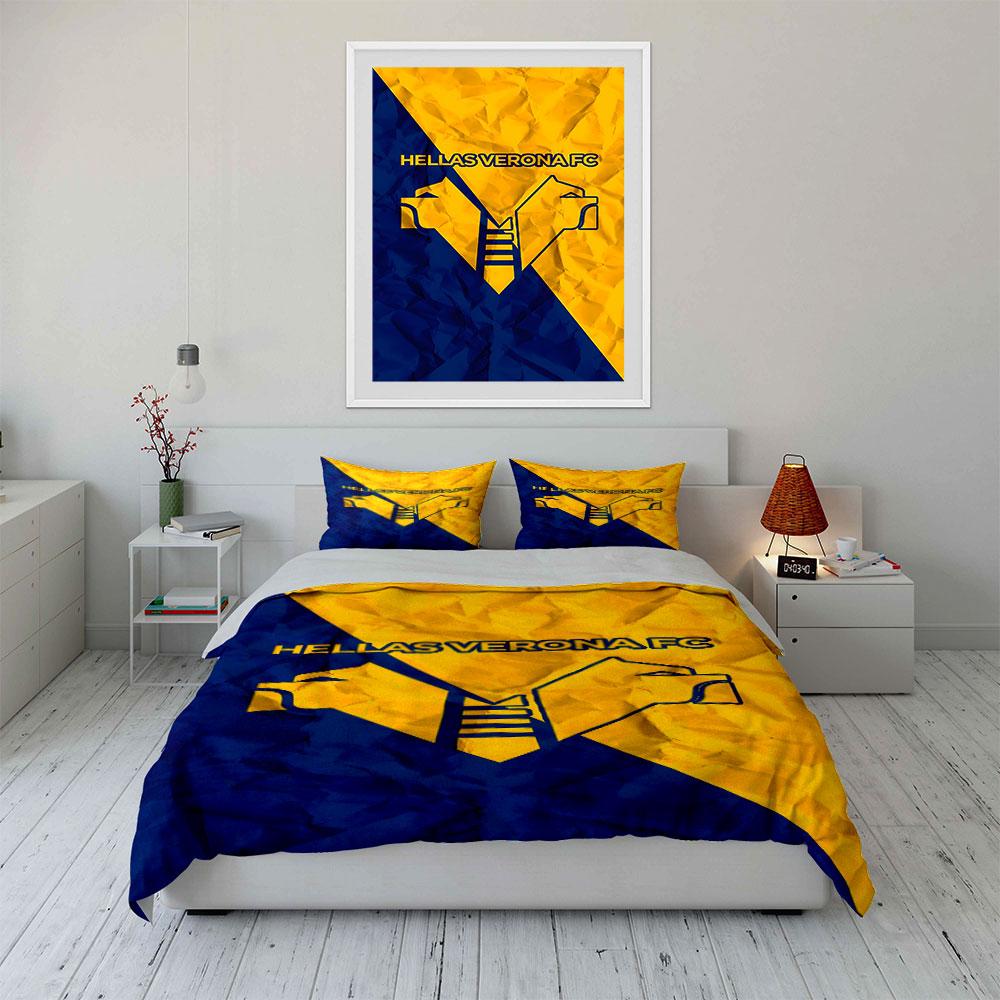Yellow-blue Crest, Hellas Verona. Bedding Sets Duvet Cover Sets Duvet Covers Pillowcases(1*Duvet Cover 2*Pillowcases Without Duvet Insert)