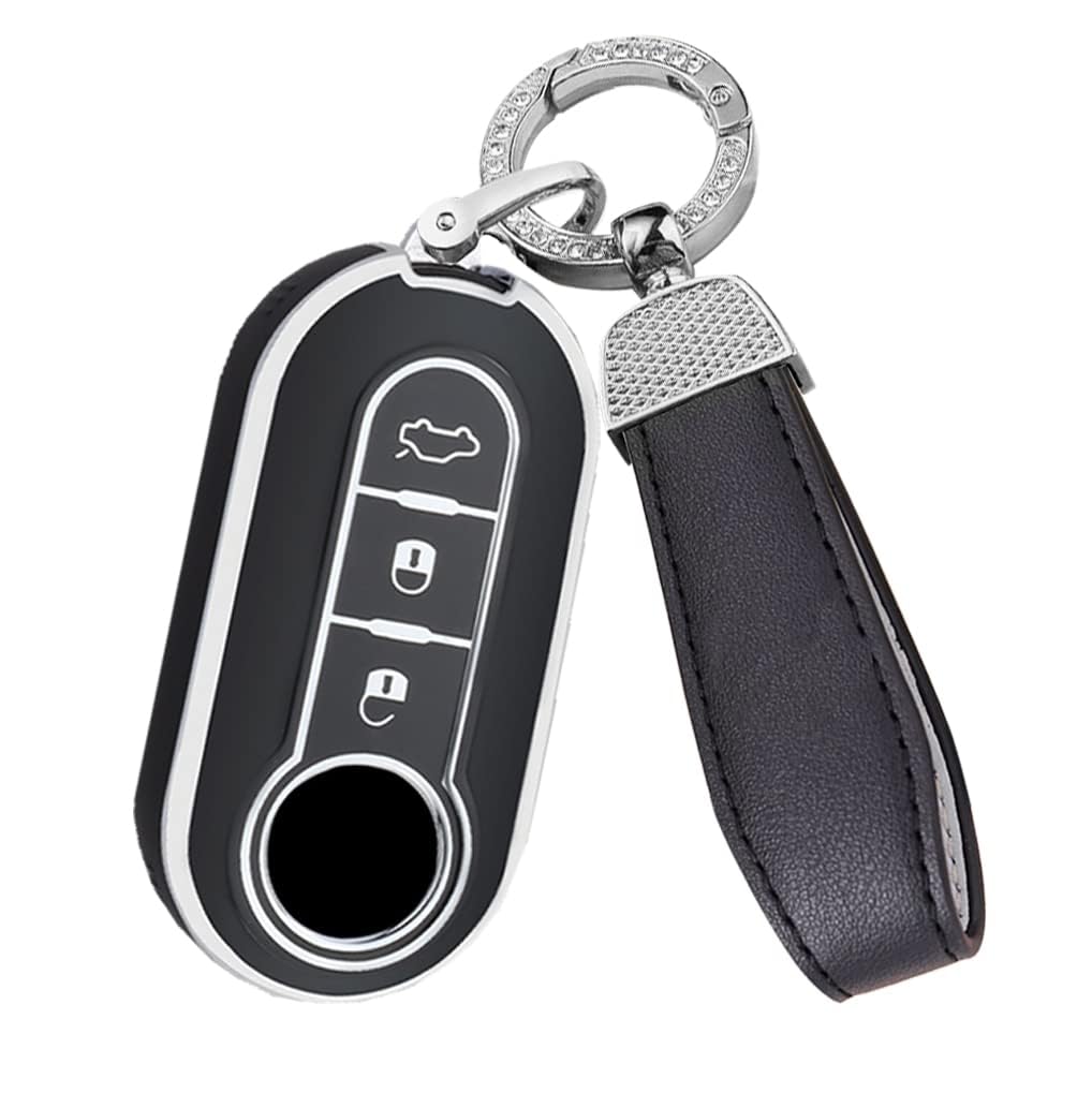 

SANRILY Чехол для ключей, Держатель для ключей, Защита для ключей, Подходит для Fiat 500/500C/500L/500X, Высокий Compatible with genuine car чёрный