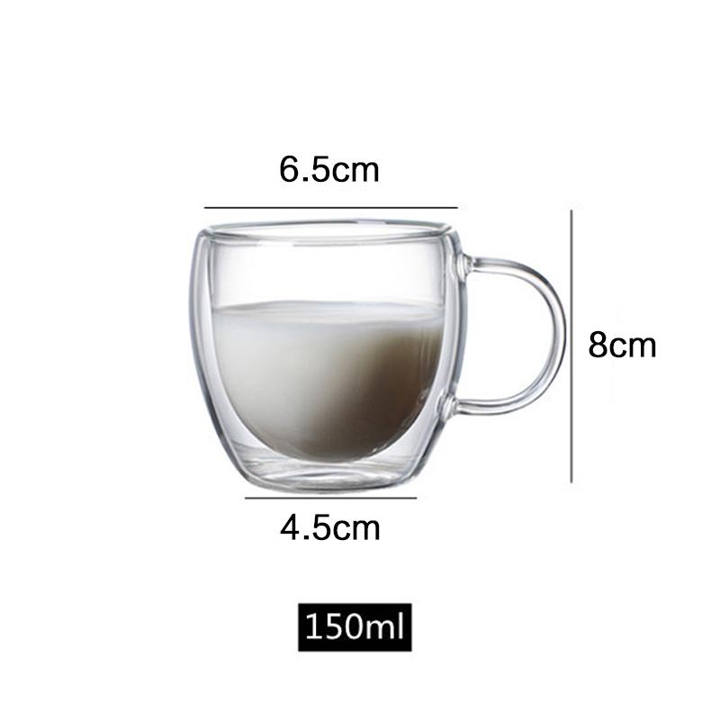 2/3/4Pcs Double Wall High Borosilicate Glass Mug Heat Resistant Tea Milk Lemon Juice Coffee Water Cup Bar Drinkware Lover Gift