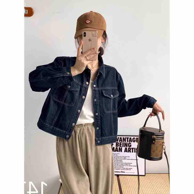 2025 Women s Retro Hong Kong Style Quilted Denim Jacket – Petite, Warm Winter Top S 40-49 kg