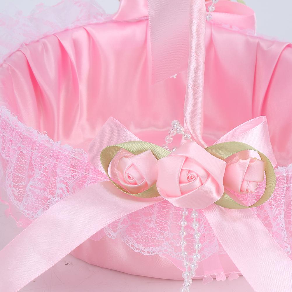 Bärbar Bröllopsspets Blombukett Korg Behållare Fest Ceremoni Tillbehör Dekoration