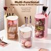 3-layers Rotating Dustproof Cosmetic Storage Box Multilayer Makeup Sponge Cushion Powder Puff Organizer Tube Desktop Makeup Storage
