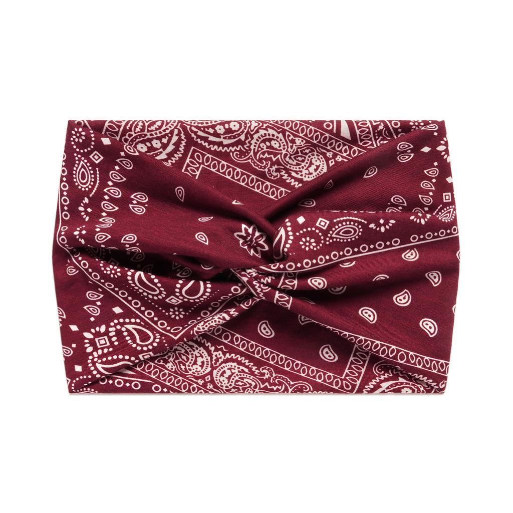 18Cm Print Cross Yoga Sports Headband Knotted Retro Cashew Wide Edge Tie Dye Headband Headscarf