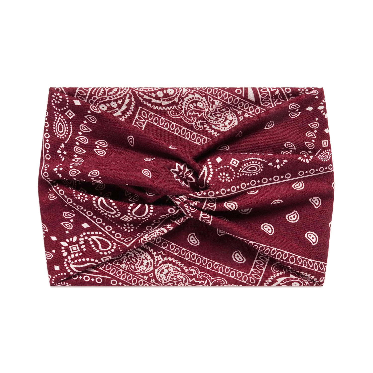 

18 см принт крест Йога спортивная повязка на голову завязанный ретро кешью широкий край повязка на голову с узором тай-дай платок 1pcs