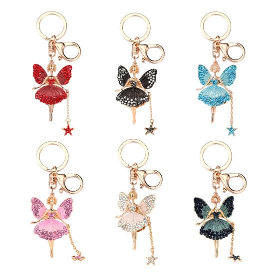 Flower Fairy Keychain Rhinestone Butterfly Wings Fairy Charm Cute Sparkly Keychain Bag Charm Gift for Women Girls
