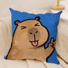 Cute Kapibala Cushion Cover Soft Plush Fabric DoubleSided Printed Cushion Covers for All Seasons Modern HomeDecor Gift