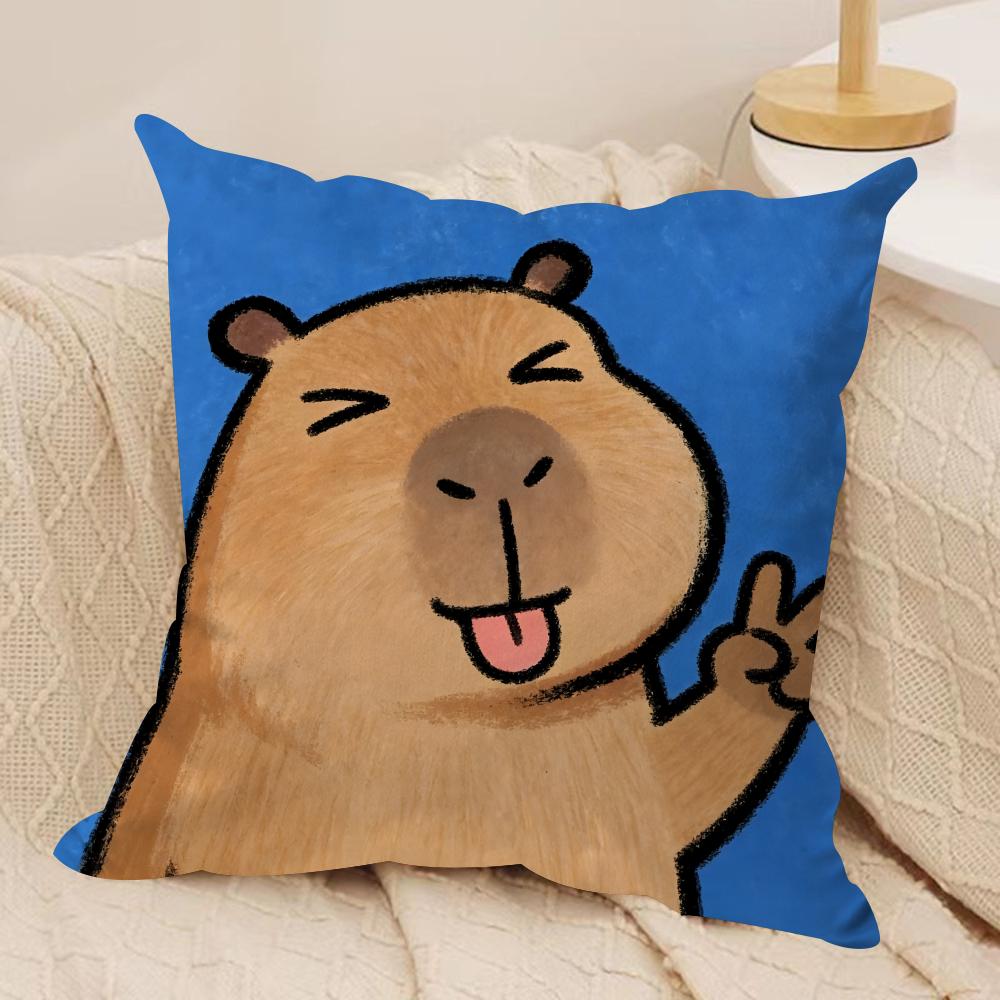 

Cute Kapibala Cushion Cover Soft Plush Fabric DoubleSided Printed Cushion Covers for All Seasons Modern HomeDecor Gift 30cmx30cm
