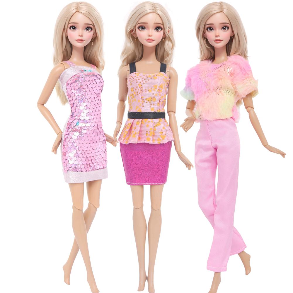 

3 шт./компл. Модная одежда и аксессуары для куклы 30 см 11,5 Кукла принцесса Девочка Блестящее розовое белое фиолетовое платье Наряд Детская игрушка Подарок