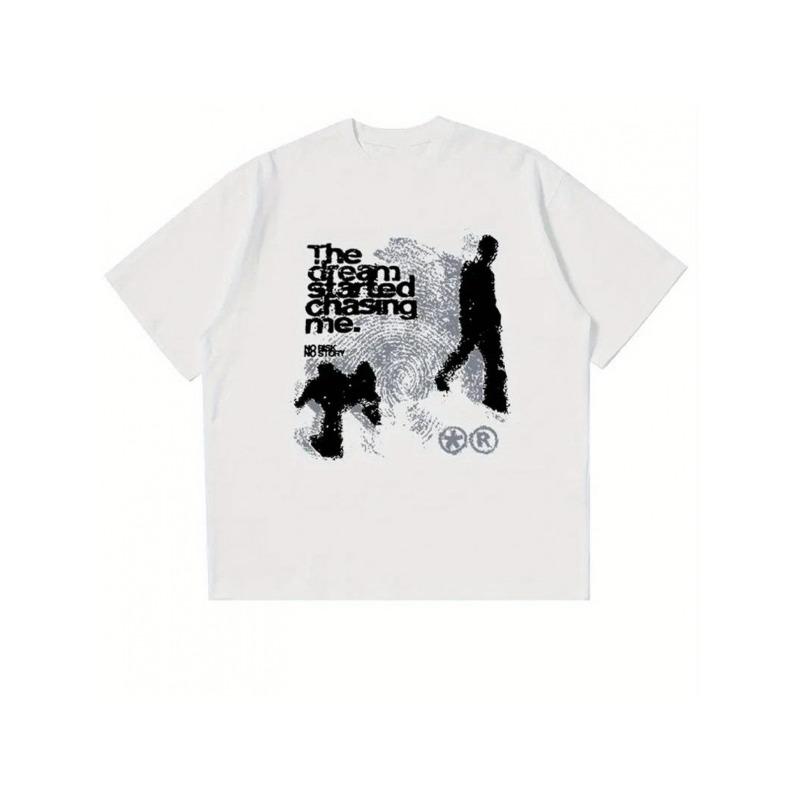 European Size  Y2K Retro Graphic T-Shirt - Retro 90S Street Style Tee, Printed with Dream And Chasing Dreams Patterns, Crew Neck Casual T-Shirt