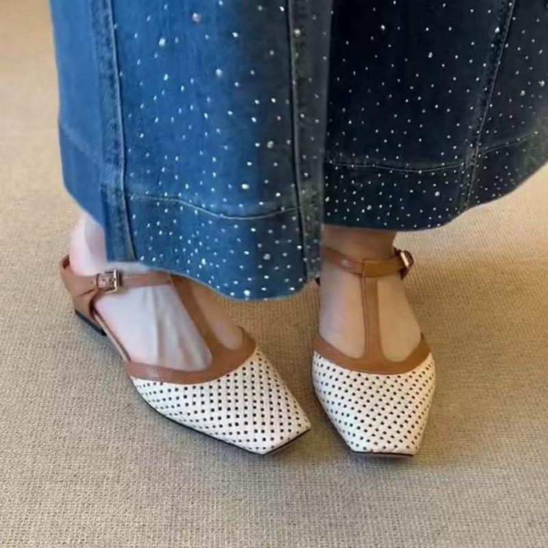 Fashion Fashion Cover Toe Hollow Out Design Womens Half Slippers Outdoor Slides Flat Mules Slippers 2025 Luxury Square Toe Flats Sandal