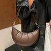 High-end Simple Crescent Bag Solid Color Horn Shoulder Bag High-quality Leather Women's Bag New Versatile Commuter Underarm Bags