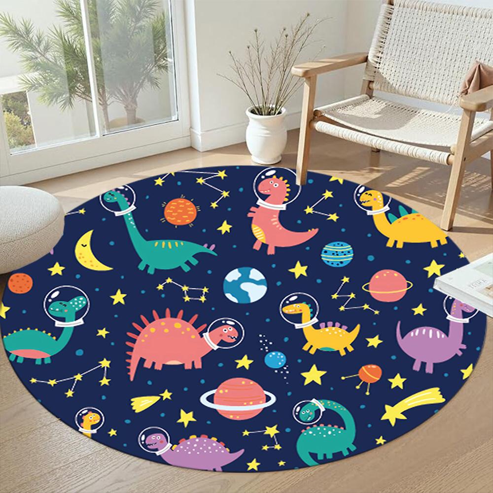 Runder Dinosaurier-Teppich Design für Wohnzimmer Schlafzimmer Eingangsbereiche Spielzimmer Rutschfester Runder Teppich Büro Heimdeko Perfekte Geburtstags-Weihnachtsgeschenkidee