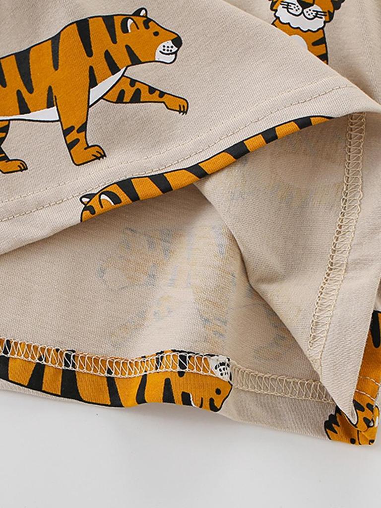 2026 Spring/Summer Kids' Tiger Print Short-Sleeve T-Shirt – Casual Fashion Round Neck Top