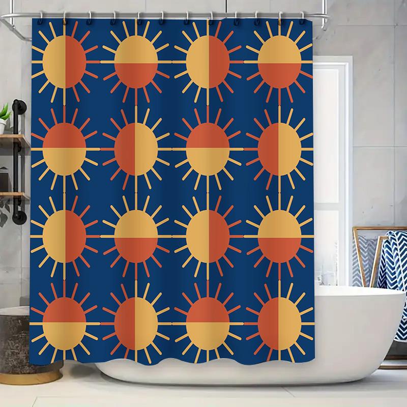 

Яркая шторка для душа Sunburst, водонепроницаемая ткань для декора ванной комнаты, в комплекте темно-синего и ржаво-оранжевого цветов, размер 69x70 дюймов (175см x 183 90x180cm