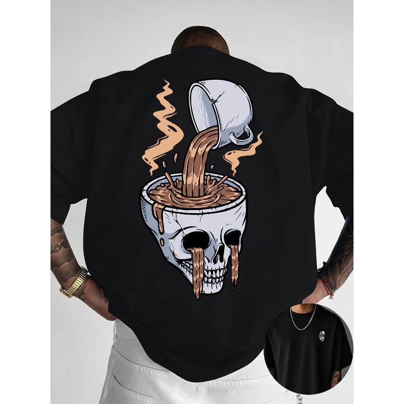 T-shirt Girocollo in Puro Cotone con Stampa Creativa Fronte e Retro, Taglia Europea, Manica Corta Estiva alla Moda, Essenziale per Stile Casual Quotidiano e Uscite