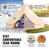VEVOR Canvas Bell Tent, 4 Seasons 4 m/13.12 ft Yurt Tent, Canvas Tent for Camping with Stove Jack, Breathable Tent Holds up to 6 People