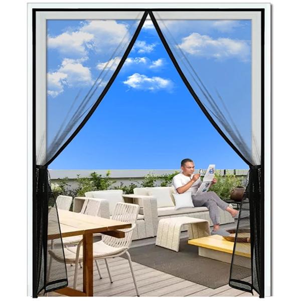 Big Size Magnetic Screen Door, Easy-install Strong Magnets Anti Mosquito Fly Curtain with Reinforced Hook & Loop for Kitchen, Living Room
