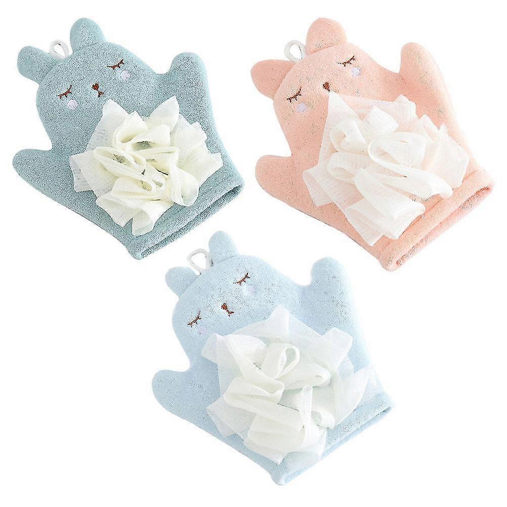 3pcs Bath Sponge Glove Shower Bathing Mitt Wash Gloves Body Scrub