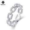Nabest Fine Jewelry Women   CopperCuban Chain Rings VVS1 D Color Moissanite Ring Hip Hop  Jewelry