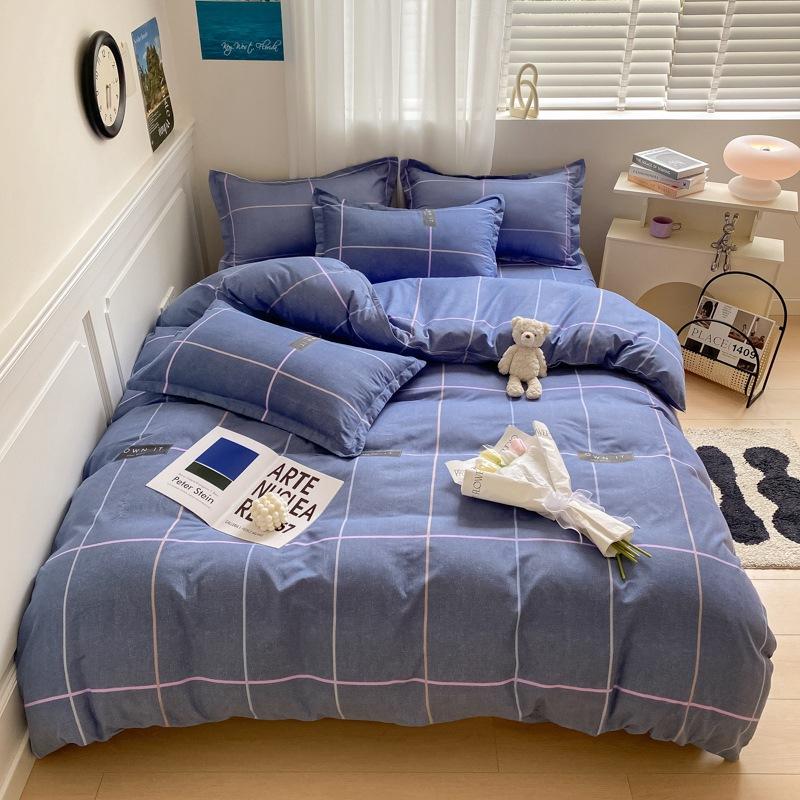 Rüzgar Çift Büyü Bitki Çiçek Kalınlaştırılmış Taşlama Dört Parça Set, Küçük Taze Öğrenci Üç Parça Nevresim Takımı