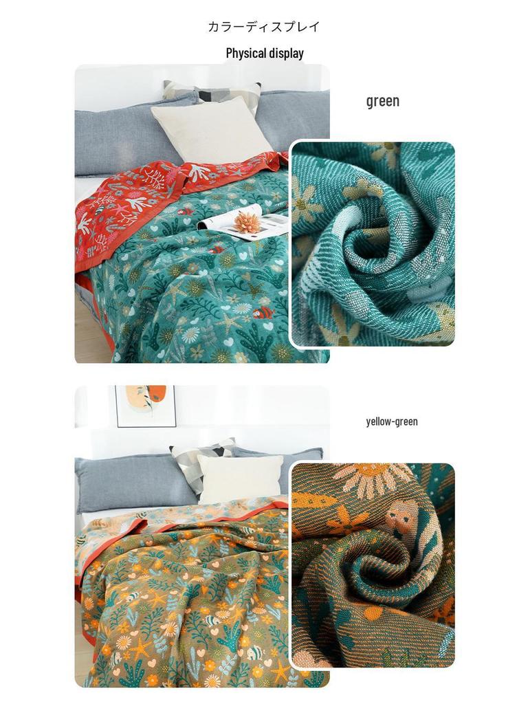 Fünflagige karierte Mull-Decke aus reiner Baumwolle - Verdickt für alle Jahreszeiten