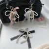 Lace Bowknot Keychain Imitation Pearls Beaded Pendant Keyring for Women Handbag Backpack Key Chain Ornament