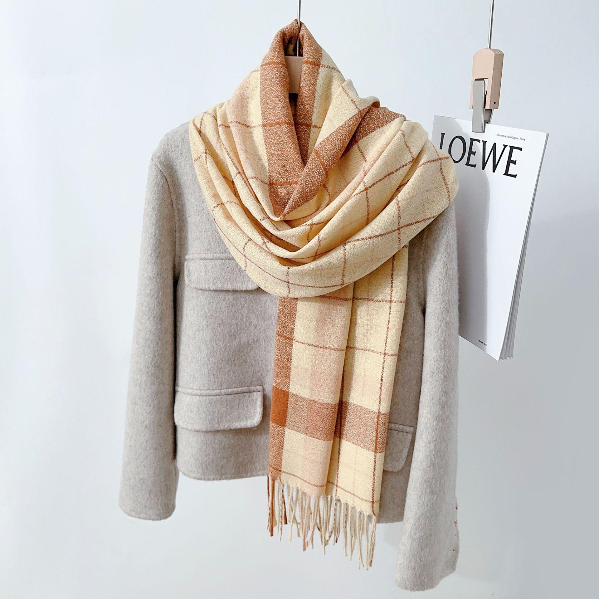 

Fashion plaid scarf imitation cashmere thickened warm and cold protection neck fringed scarf dual-purpose shawl 65*180cm