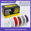 5 Rolls PVC Electronic Wire, 5 Colors, 16-30 AWG Tinned Copper Core, High Temp Resistant