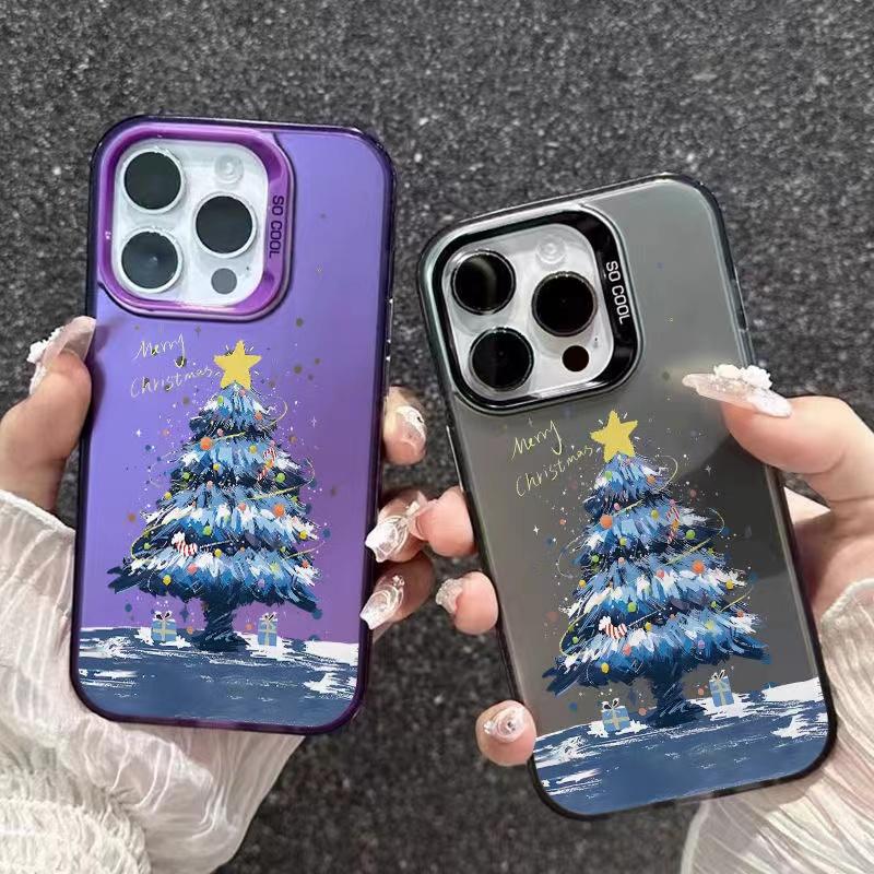 New Christmas Tree New Year Gift Phone Case For iPhone 15 14 11 12 13 Pro Max X XS XR 8 7 14 Plus Lens Protection Plating Cover